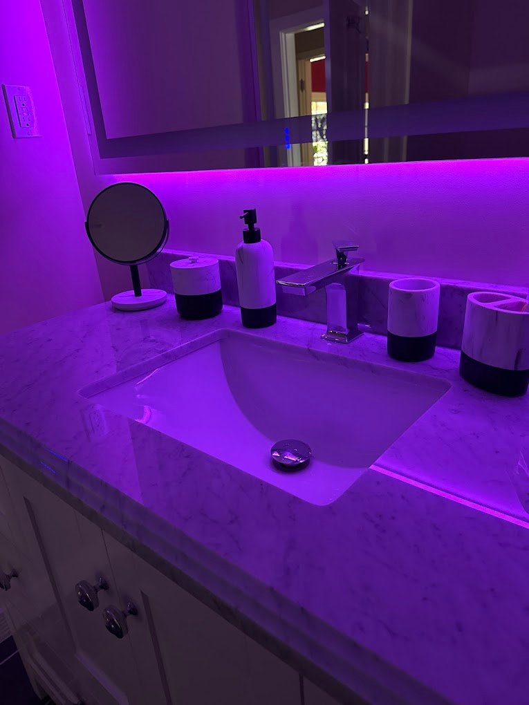 bathoom vanity sink with purple LED lighting LA Wrench Plumbing San Fernando Valley
