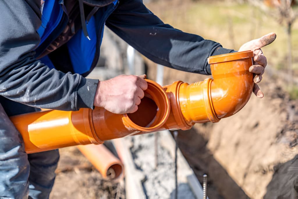 orange drain pipe for underground installation LA Wrench Plumbing San Fernando Valley