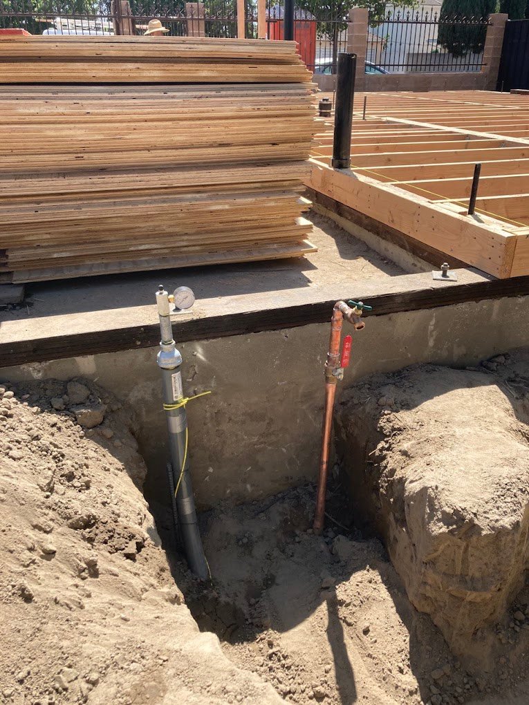 plumbing in New construction foundation LA Wrench Plumbing San Fernando Valley