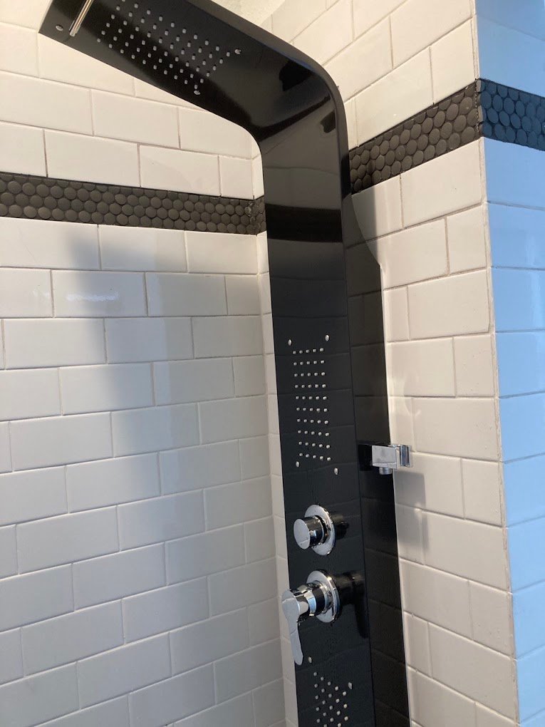 luxury shower fixture with over head shower head LA Wrench Plumbing San Fernando Valley