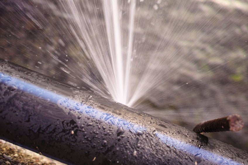 water main break leaking pipe