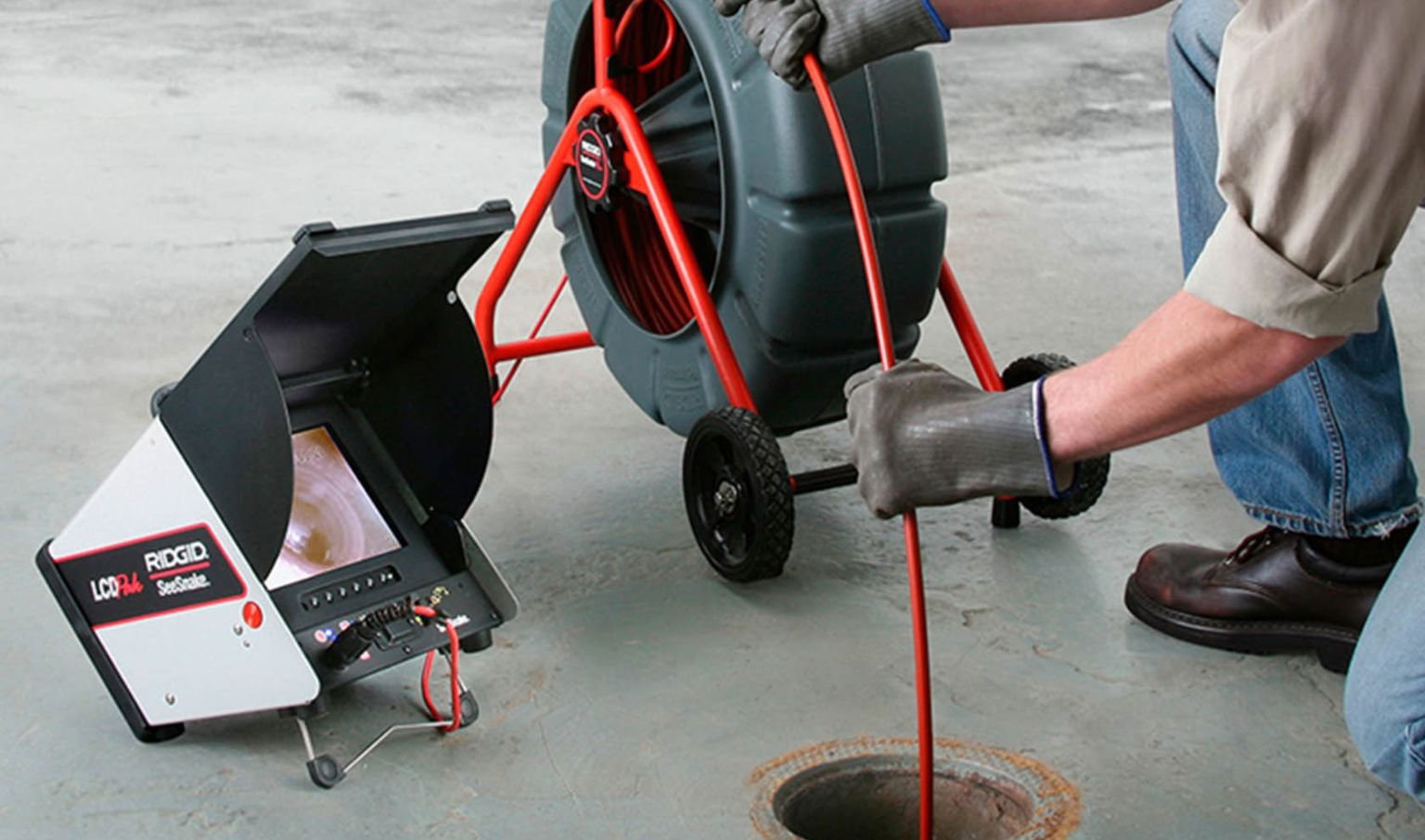 plumbers performing sewer line inspection LA Wrench Plumbing San Fernando Valley