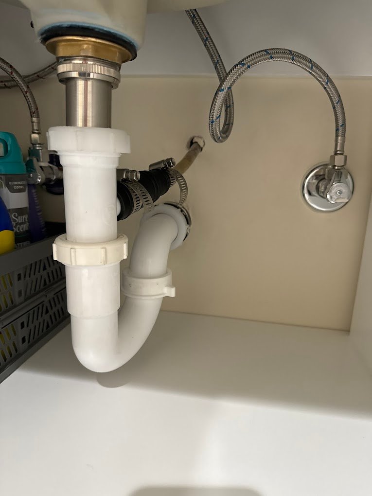 under sink white p trap assembly